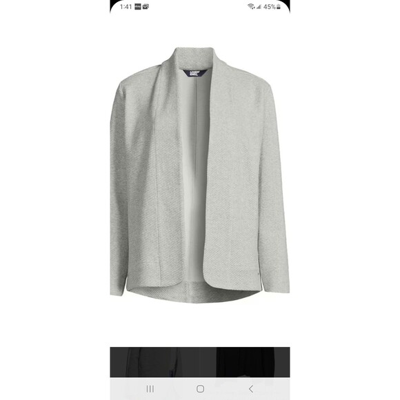 Lands' End gray textured open cardigan womens 1X plus sweatshirt sporty minimali - Picture 1 of 9